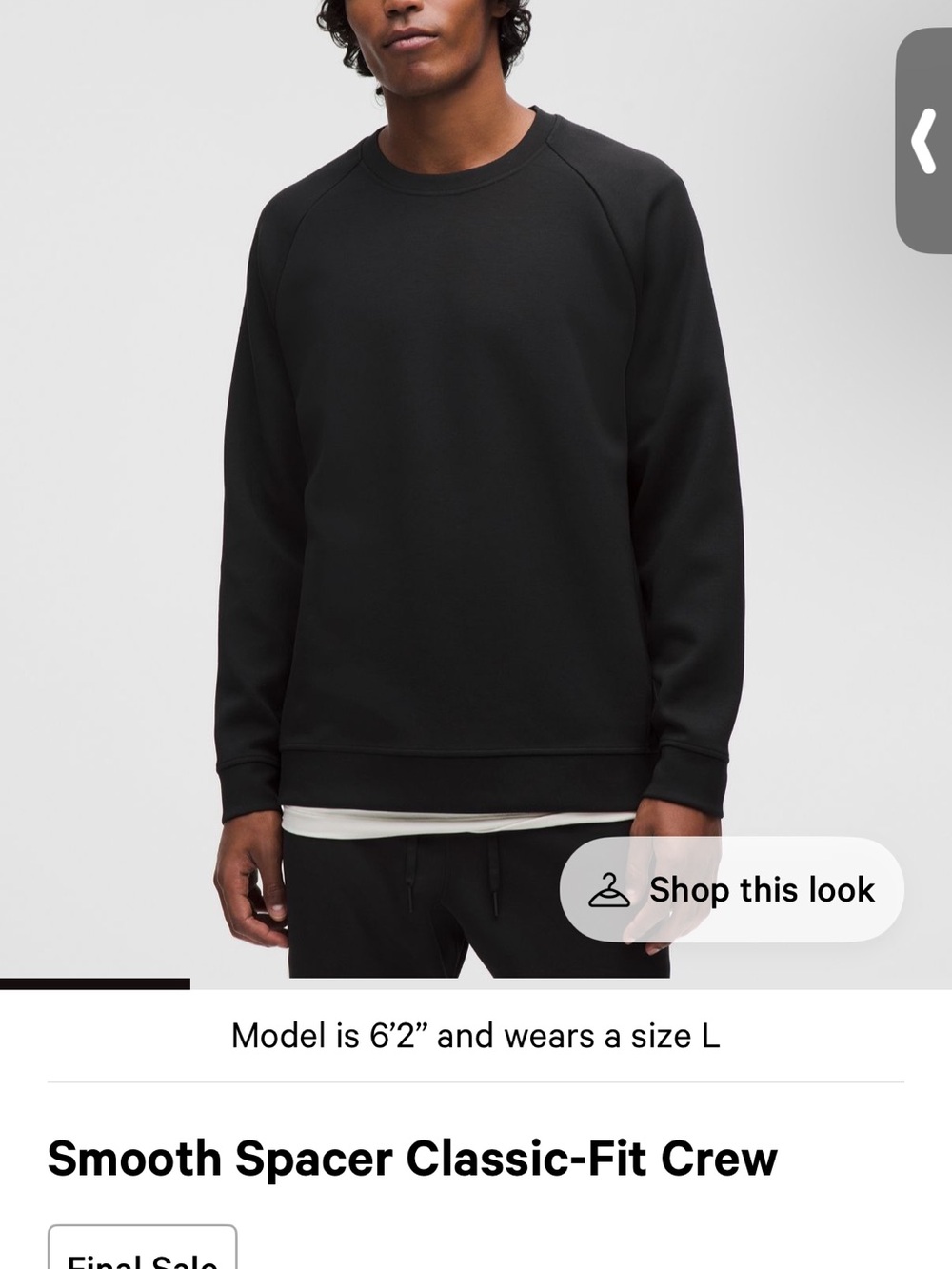 lululemon athletica Men's Crewneck Sweater in Black
